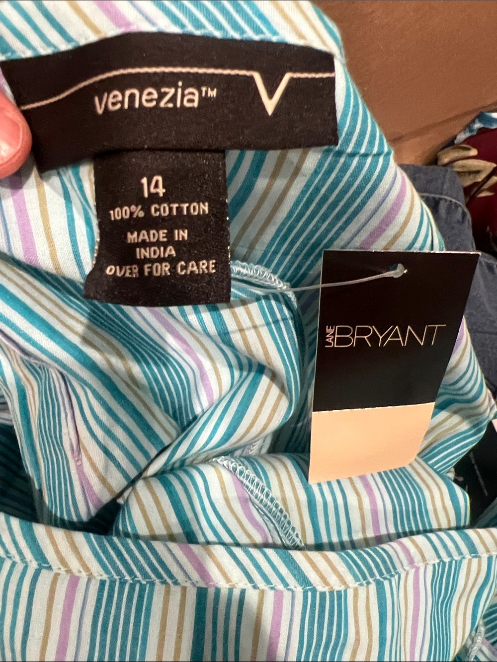 Lane Bryant Aqua, White and Teal Striped Ruffle Skort - Picture 5 of 5